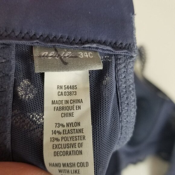 AERIE Bra 34C Blue lace Padded Push up Rose Gold Hardware Underwire Adjustable - Picture 4 of 10